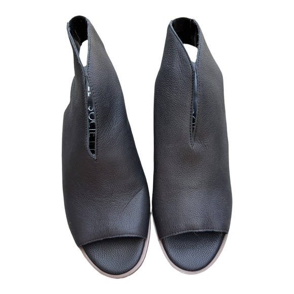 Ankle Booties Sole Society Open Toe Black Leather Minimalist Clean Girl Size 8.5 - Picture 2 of 7